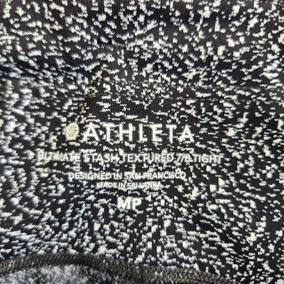 Athleta Leggings Womens MP Black Ultimate Stash Textured 7/8 Tight Pockets Run - Picture 7 of 13